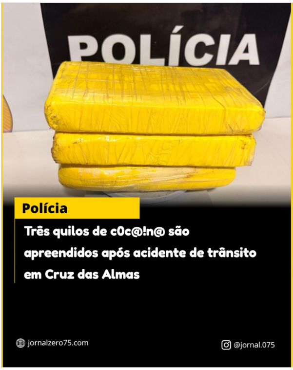 Três quilos de c0c@!n@ são apreendidos após acidente de trânsito em Cruz das Almas