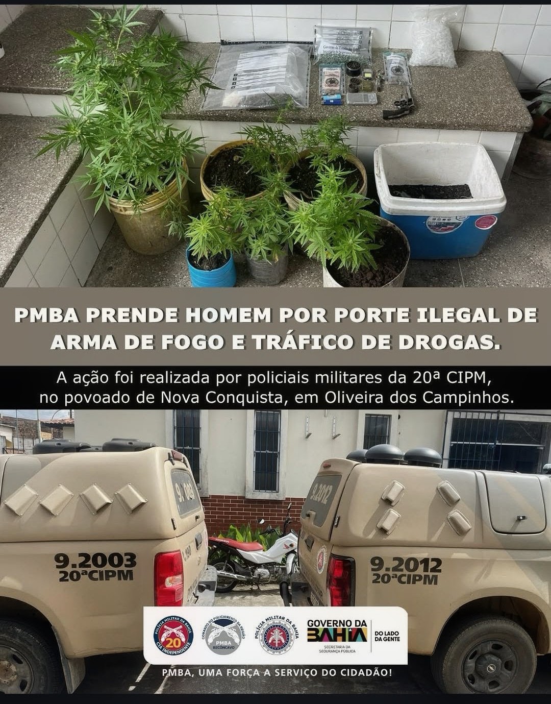 ​Apreensão de arma de fogo e drogas em Nova Conquista