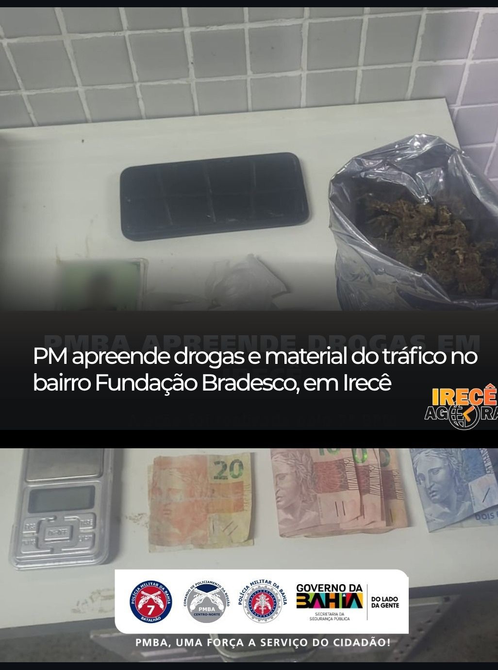 ​PM apreende drogas e material do tráfico no bairro Fundação Bradesco, em Irecê