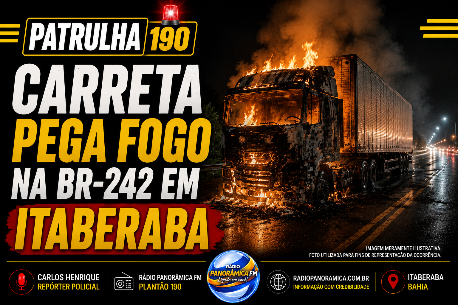 Carreta pega fogo em Itaberaba