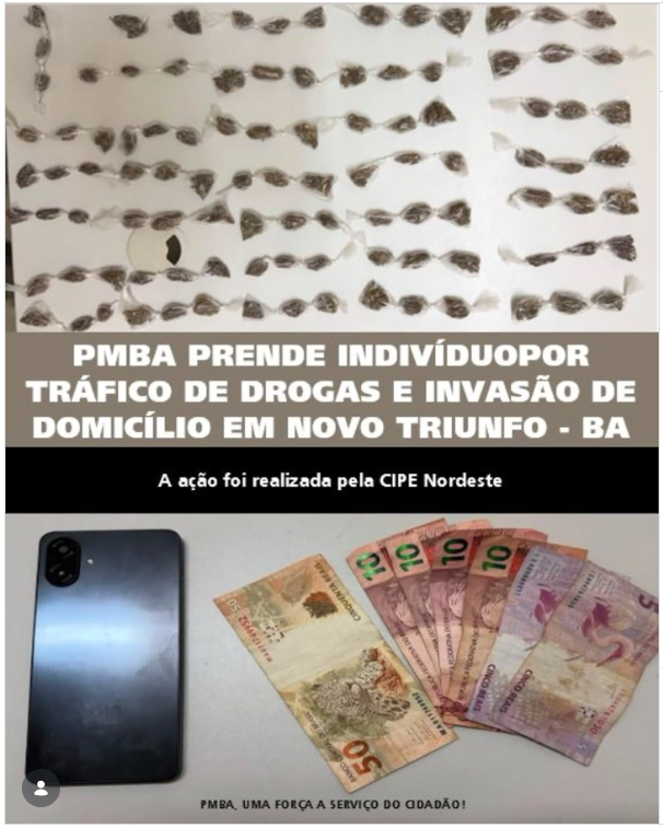 CIPE NORDESTE PRENDE SUSPEITO E APREENDE MAIS DE 100 PORÇÕES DE MACONHA EM NOVO TRIUNFO